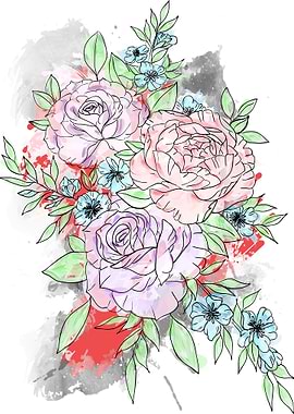 Romantic roses watercolor