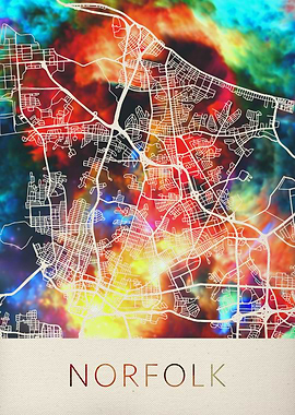 Norfolk Watercolor Map