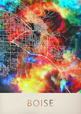Boise Watercolor City Map