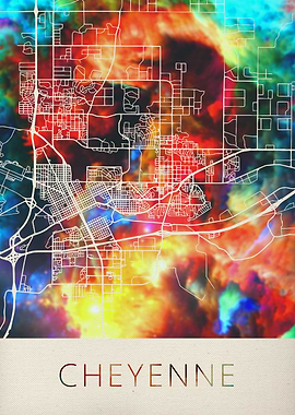 Cheyenne Watercolor Map