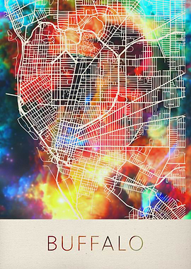 Buffalo Watercolor Map