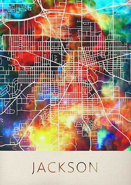 Jackson Watercolor Map