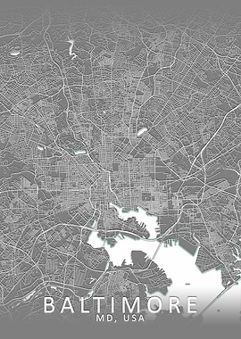 Baltimore Grey City Map