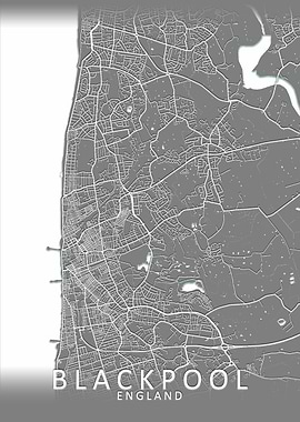 Grey Blackpool City Map