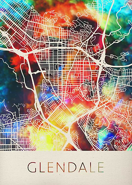 Glendale Watercolor Map