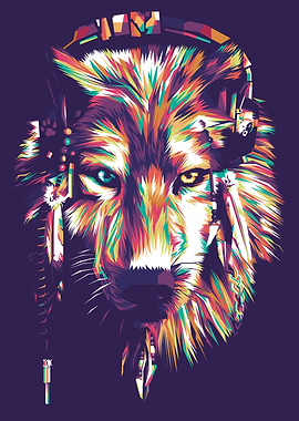 Colorful Wolf Illustration