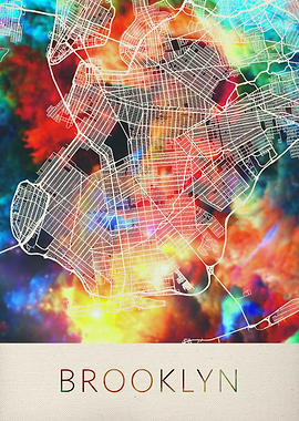 Brooklyn Watercolor Map