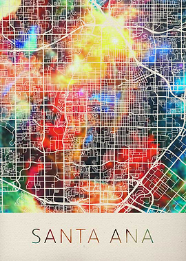 Santa Ana Watercolor Map