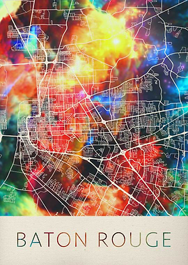Baton Rouge Watercolor Map