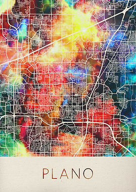 Plano Watercolor City Map