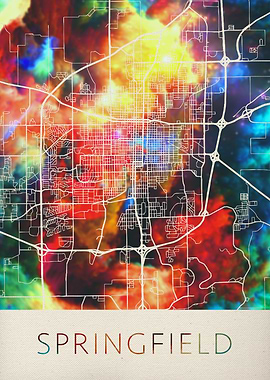 Springfield Watercolor Map