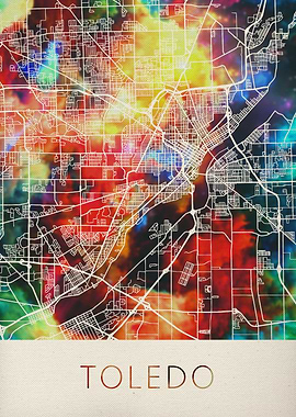 Toledo Watercolor City Map