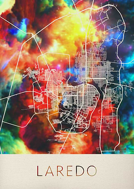 Laredo Watercolor City Map