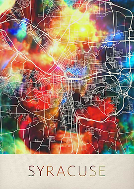 Syracuse Watercolor Map