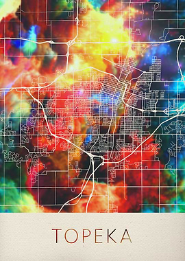 Topeka Watercolor City Map