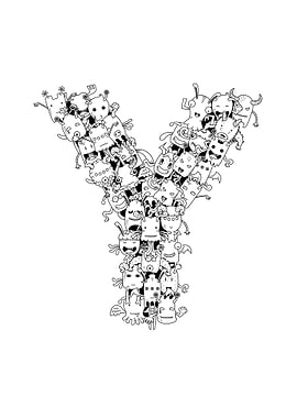 Monster Doodle Alphabet Y