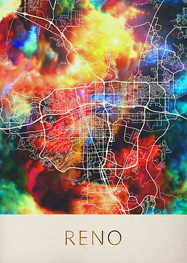 Reno Watercolor City Map