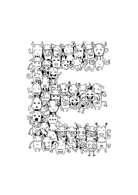 Monster Doodle Alphabet E