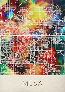 Mesa Watercolor City Map