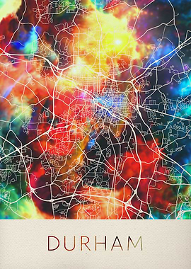 Durham Watercolor City Map