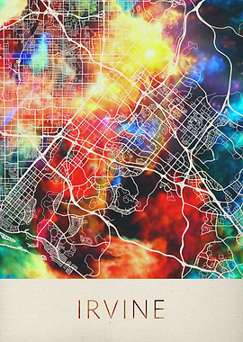 Irvine Watercolor City Map