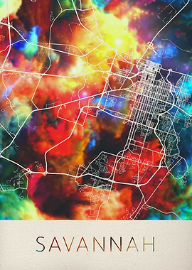 Savannah Watercolor Map