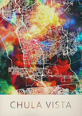 Chula Vista Watercolor Map