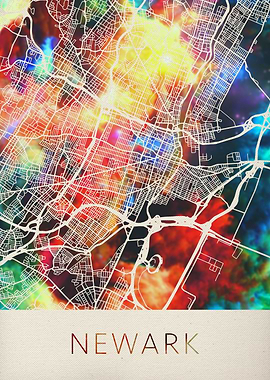 Newark Watercolor City Map
