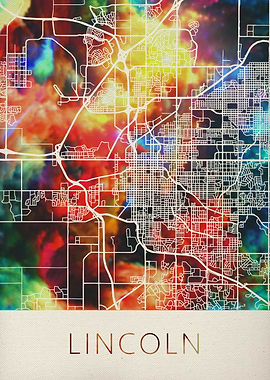 Lincoln Watercolor Map