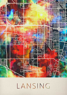 Lansing Watercolor Map