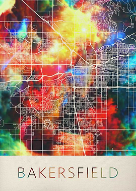 Bakersfield Watercolor Map