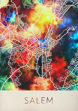 Salem Watercolor City Map