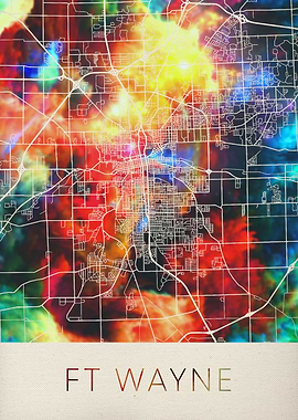 Ft Wayne Watercolor Map