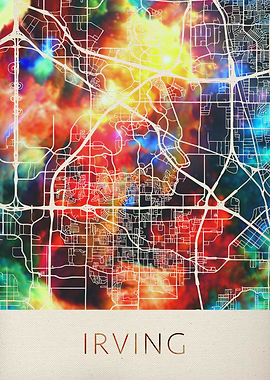 Irving Watercolor City Map