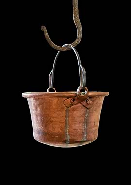 old hanging cauldron