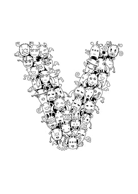 Monster Doodle Alphabet V