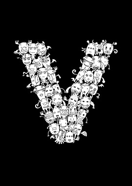 Letter V Monster Doodle