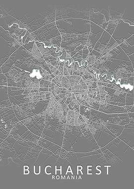 Bucharest Grey City Map