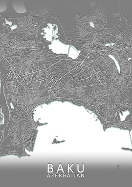 Baku Grey City Map