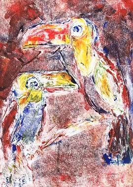 Thoughtful two toucans