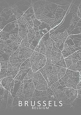 Brussels Grey City Map