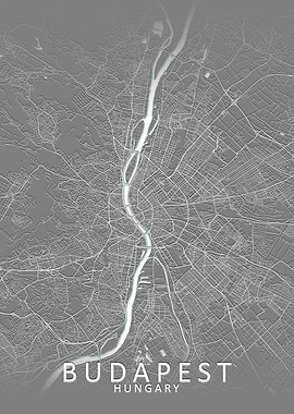 Budapest Grey City Map