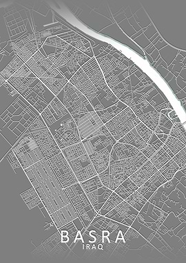 Basra Grey City Map