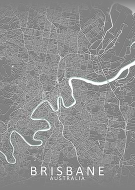 Brisbane Grey City Map