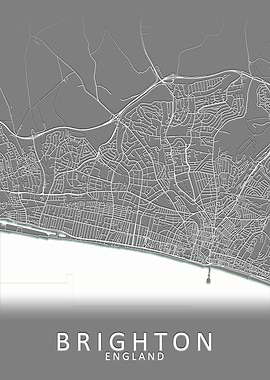 Brighton Grey City Map