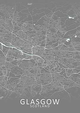 Glasgow Grey City Map