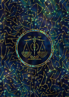 Libra Zodiac Gold Abalone