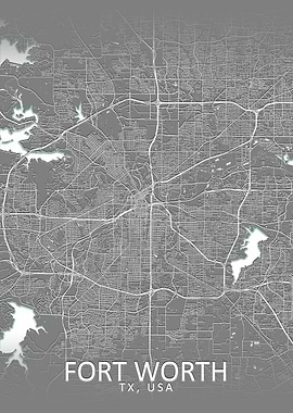 Fort Worth Grey City Map