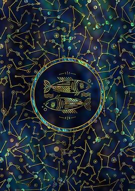 Pisces Zodiac Gold Abalone