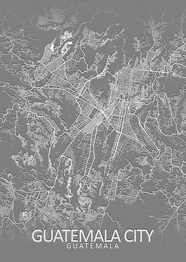 Guatemala City Grey Map